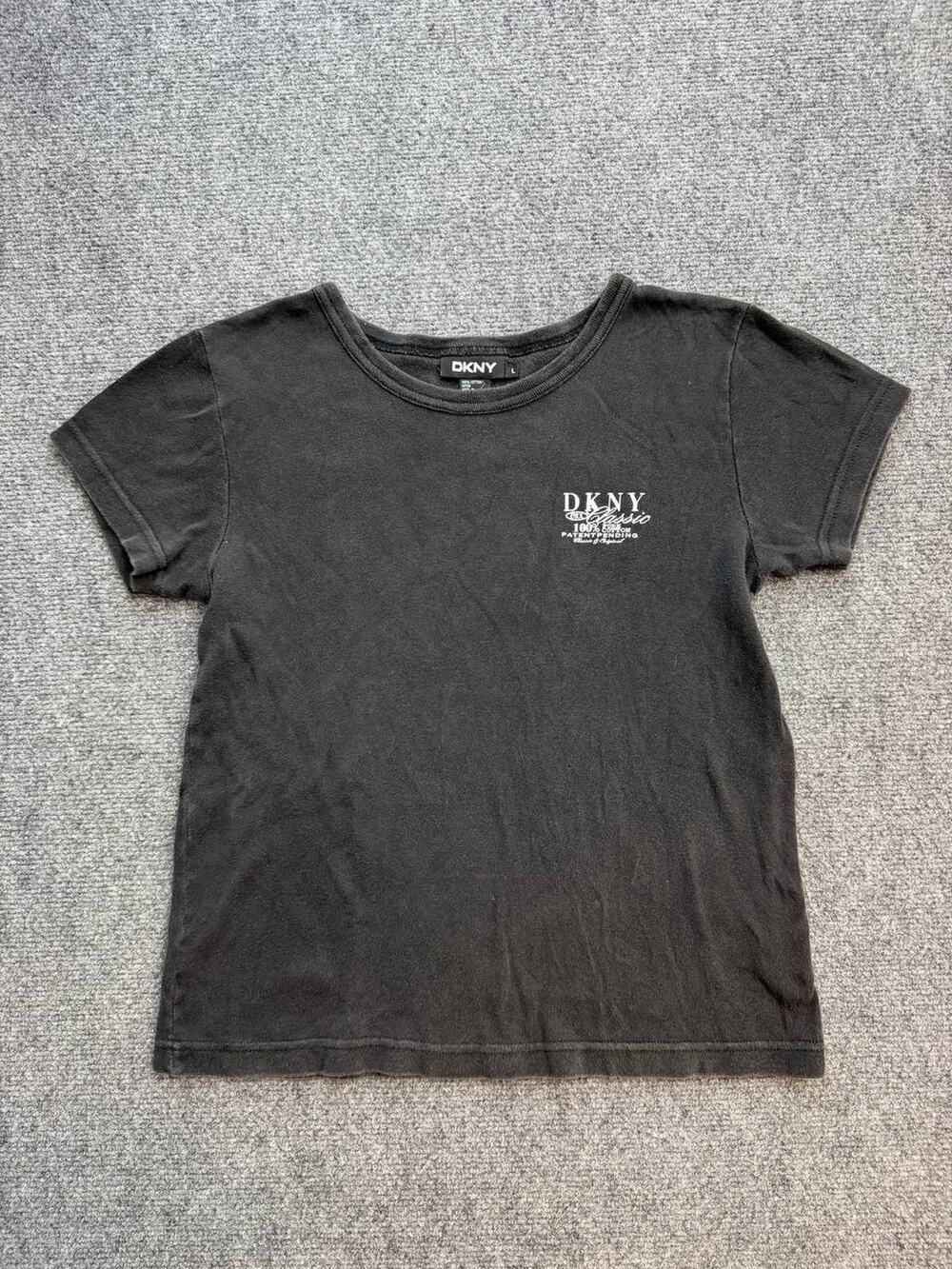 DKNY Classic Women’s Large Black 100% Cotton Logo Graphic T-Shirt Made Korea